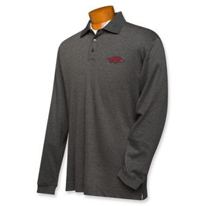 Arkansas Razorbacks B&T CB DryTec LS Championship Polo - Charcoal